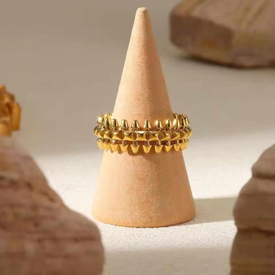 Gold Bullet Color Stainless Steel Geometric Rings – Knownnu