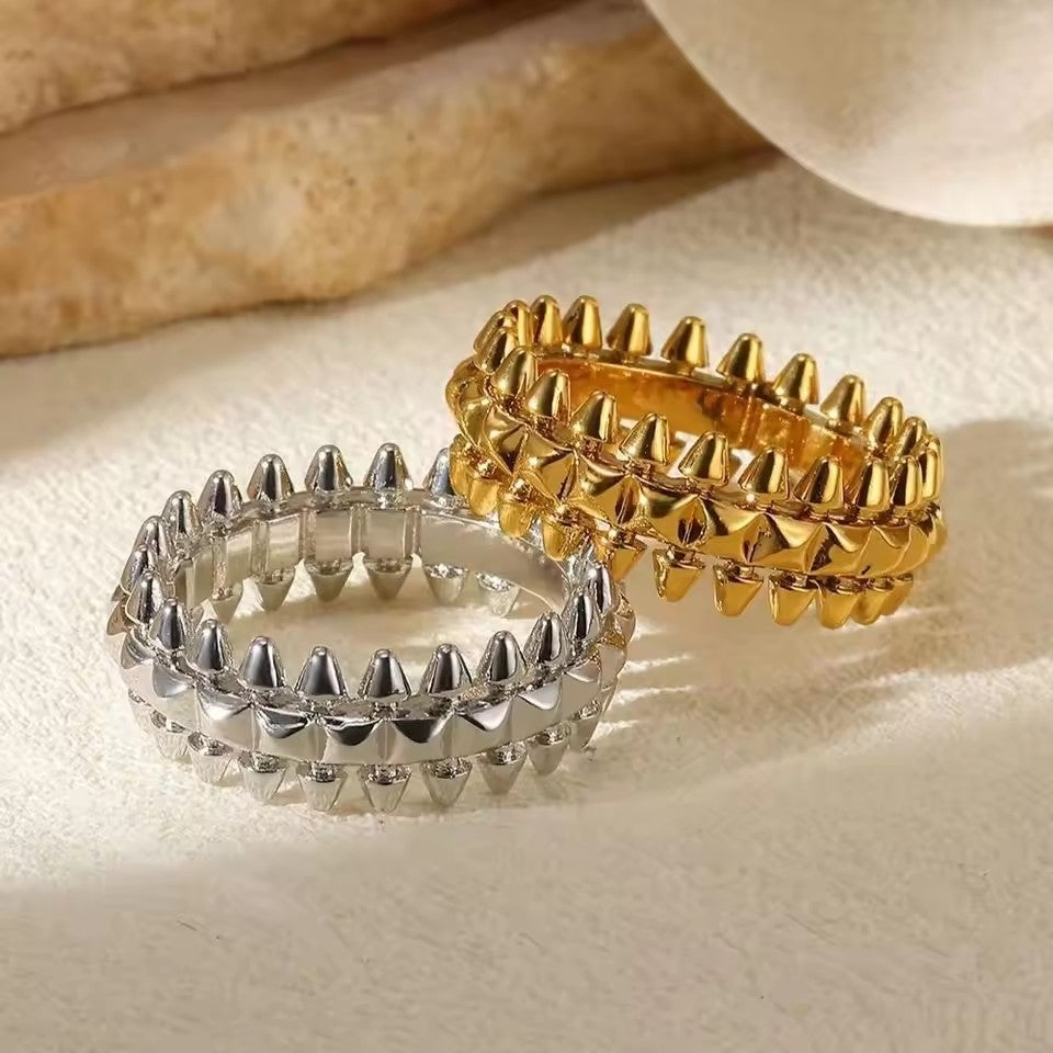 Gold Bullet Color Stainless Steel Geometric Rings – Knownnu